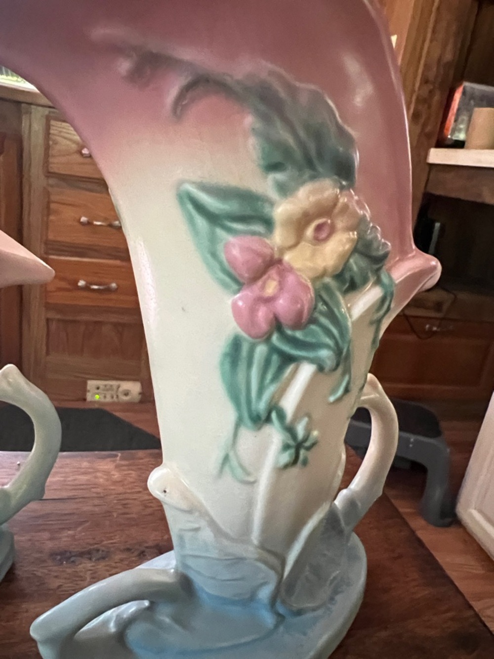 Vintage Hull Pottery-Pink and Blue Floral Ceramic Vase - Decorative Home Art - Picture 13 of 17